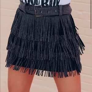 Black Fringe Sequin/Sparkle Skort